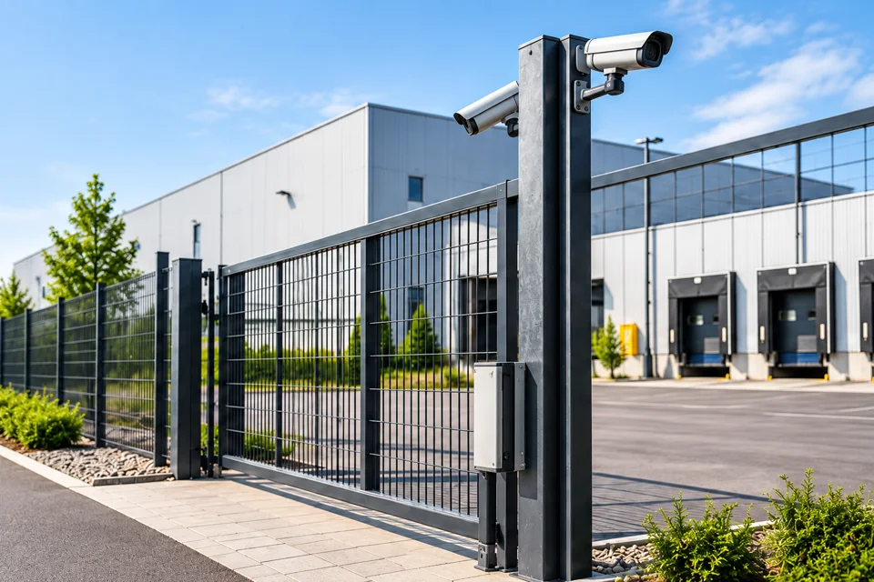Symbolbild: Industriegebäude mit geregeltem Zugang und Videotechnik