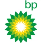 Logo von BP mit einem blütenähnlichen Muster in verschiedenen Grüntönen und Gelb.