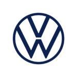 Das Volkswagen-Logo in blauer Farbe, das den Schriftzug 'VW' in einem kreisförmigen Design darstellt.