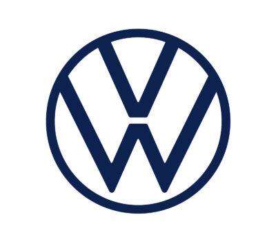 Das Volkswagen-Logo in blauer Farbe, das den Schriftzug 'VW' in einem kreisförmigen Design darstellt.