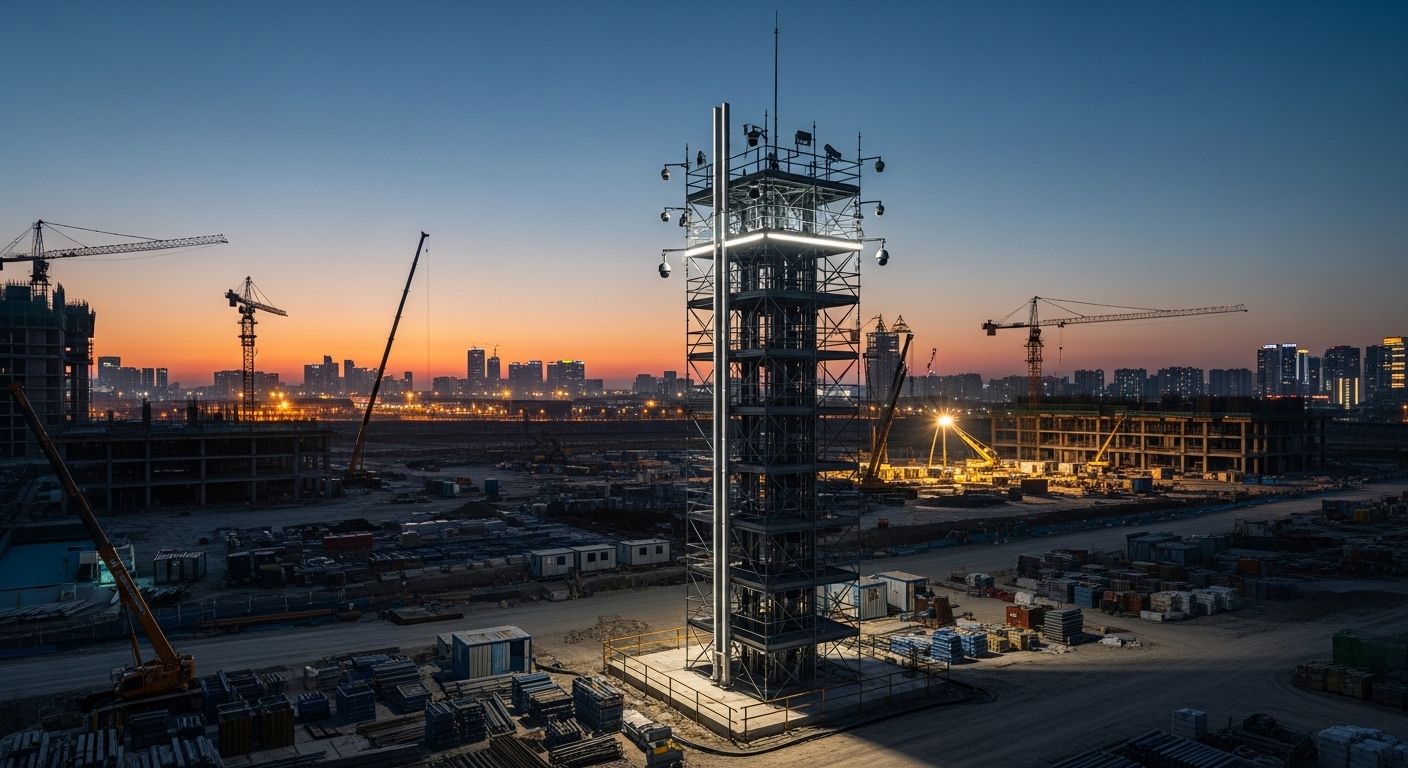 Mobiler Kameraturm auf einer Großbaustelle