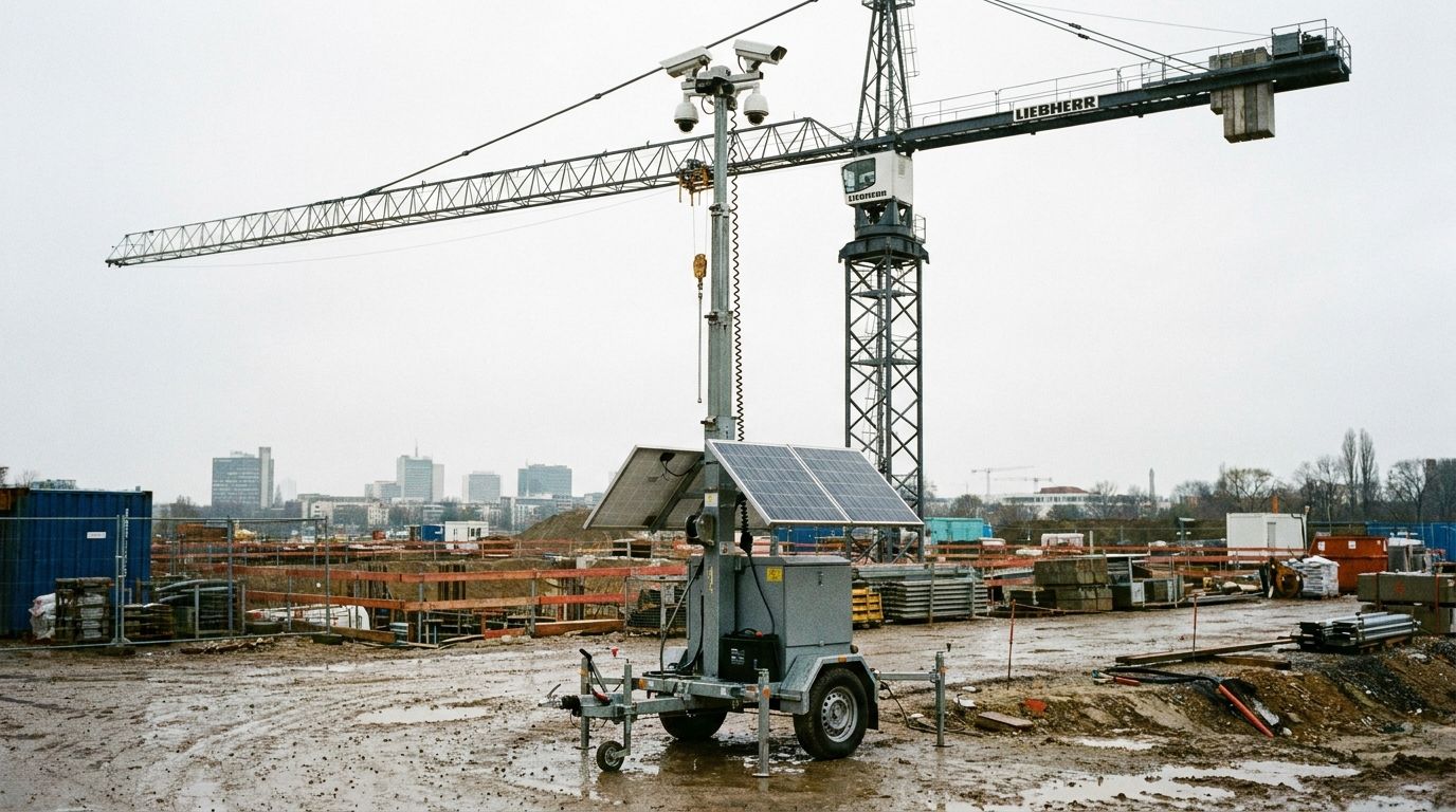 Mobiler Kameraturm auf einer Baustelle in NRW