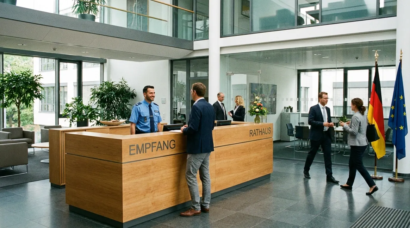 Professioneller Empfangsbereich in einer Kommunalverwaltung