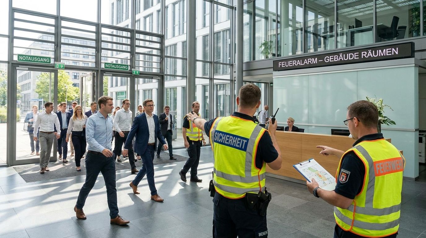 Notfallübung in einem Unternehmensgebäude