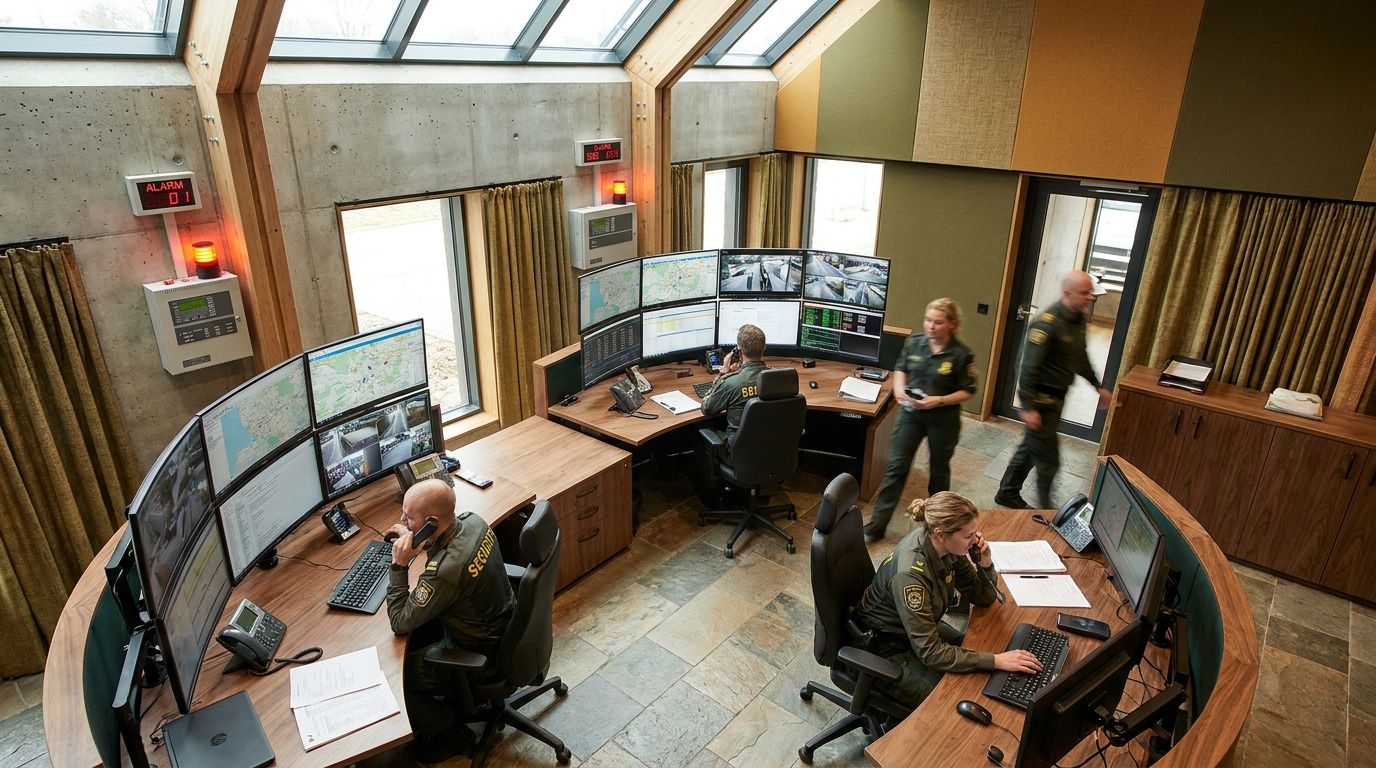 Zentrale Notrufleitstelle mit Operatoren