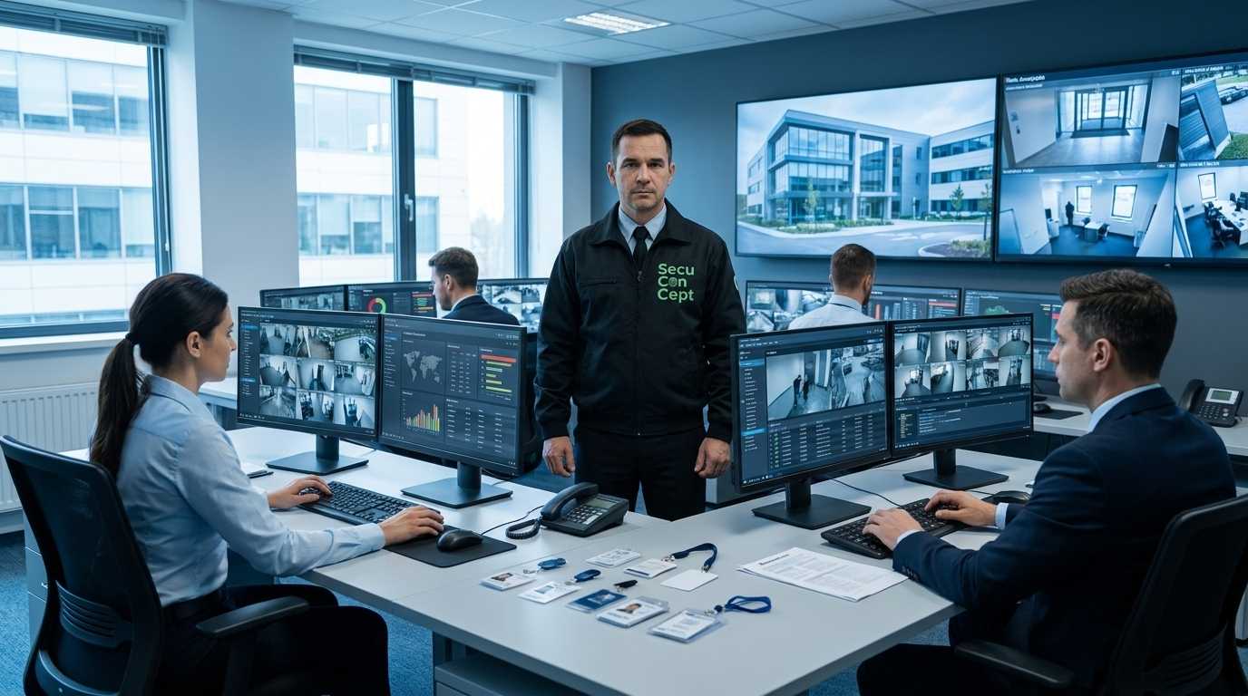 Sicherheitsbesprechung in moderner Leitstelle