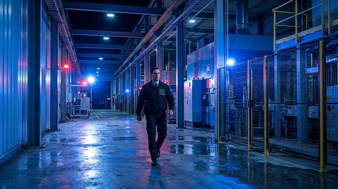 Sicherheitsmitarbeiter kontrolliert Flur im Seniorenheim