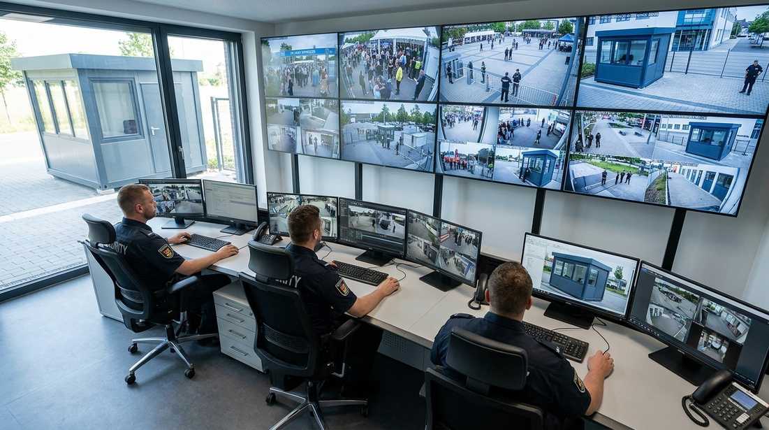 Sicherheitsleitstelle mit moderner Überwachungstechnik
