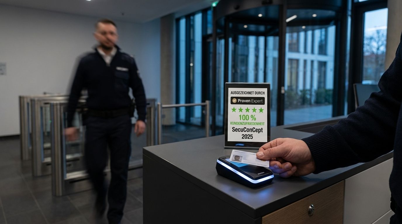 Sicherheitsmitarbeiter bei einer professionellen Objektkontrolle