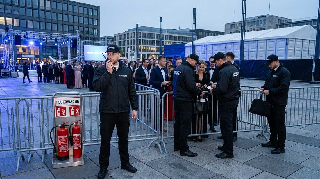Sicherheitskräfte auf einer Abendveranstaltung