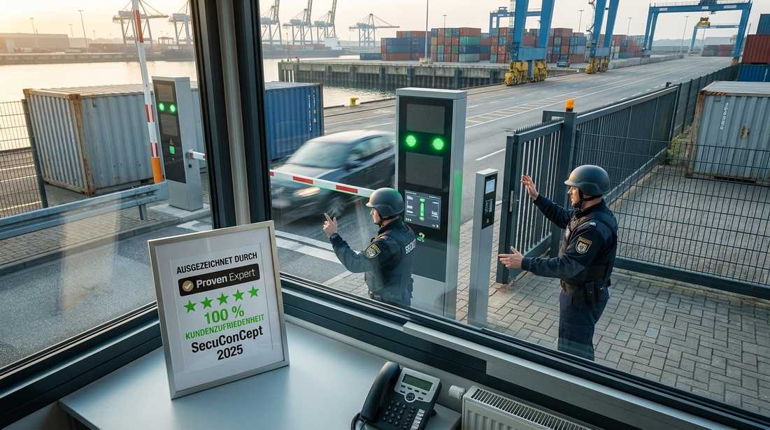 Moderner Sicherheitsdienst an einem Industriehafen
