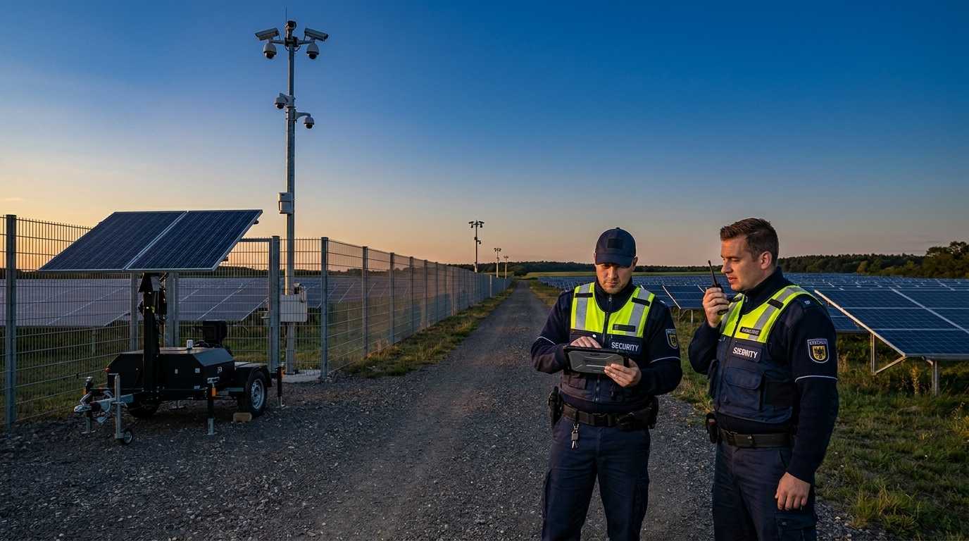 Moderne Sicherheitsüberwachung eines Solarparks